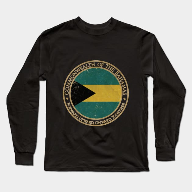 Vintage Commonwealth of The Bahamas USA North America United States Flag Long Sleeve T-Shirt by DragonXX